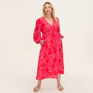 Kate Spade x Target Women's Classic Rose Linen Long Sleeve Maxi Dress sz Medium